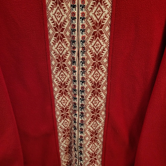 L.L. Bean Red Nordic Fair Isle Full Zip Fleece Jacket - Picture 3 of 11